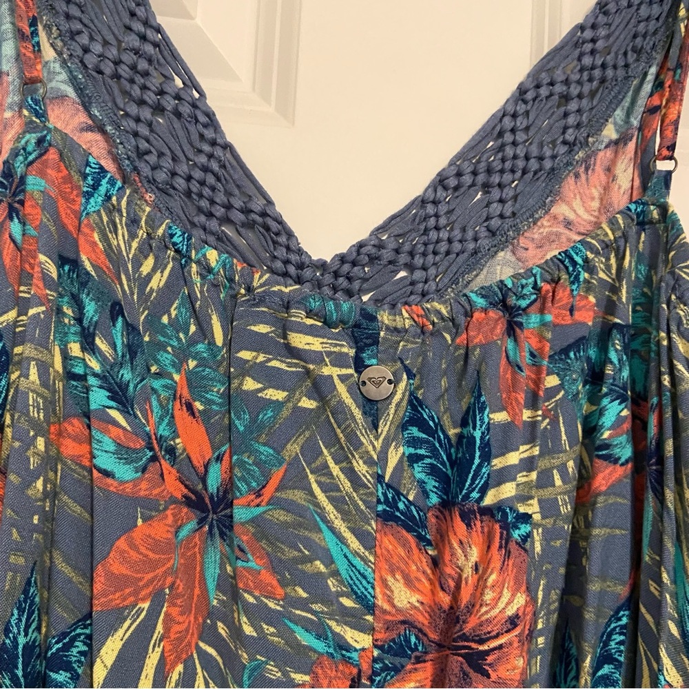 Roxy Blue and Orange Floral Maxi Dress - Picture 2 of 9